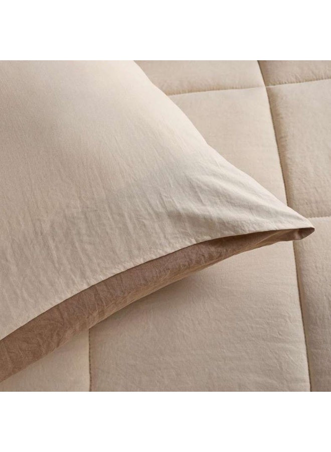 Pan Home طقم لحاف قابل للعكس من قطعتين 150X220 سم - بيج وبني - Image 5
