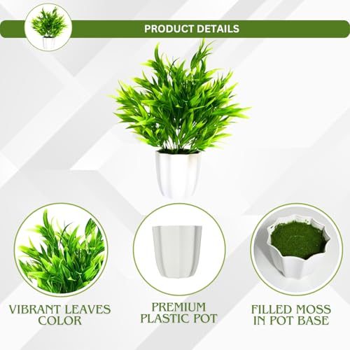 fancymart Plastic Artificial Plant Bamboo Leaves Bunch in Pot - 32 cm Height | Elegant Home & Office Décor | Realistic Greenery for Indoor Decoration - Image 5