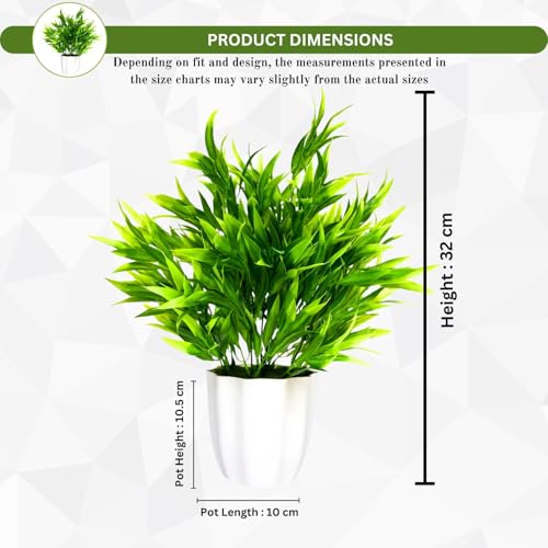 fancymart Plastic Artificial Plant Bamboo Leaves Bunch in Pot - 32 cm Height | Elegant Home & Office Décor | Realistic Greenery for Indoor Decoration - Image 3