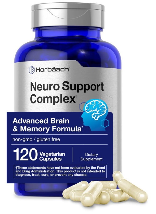 Horbäach Brain Supplement | 120 Capsules | with Phosphatidylserine & DMAE | Advanced Formula for Memory, Focus, Clarity | Vegetarian & Gluten Free | Neuro Support  - Image 1