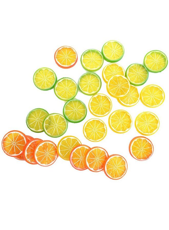 NUOMI 30 Pieces Plastic Lemon Slices Artificial Fake Lemon Props Lifelike Fruit Model For Decoration Garnish Photography Props Diy Teaching 5 Cm 2 Inch Orange Green And Yellow - Image 2
