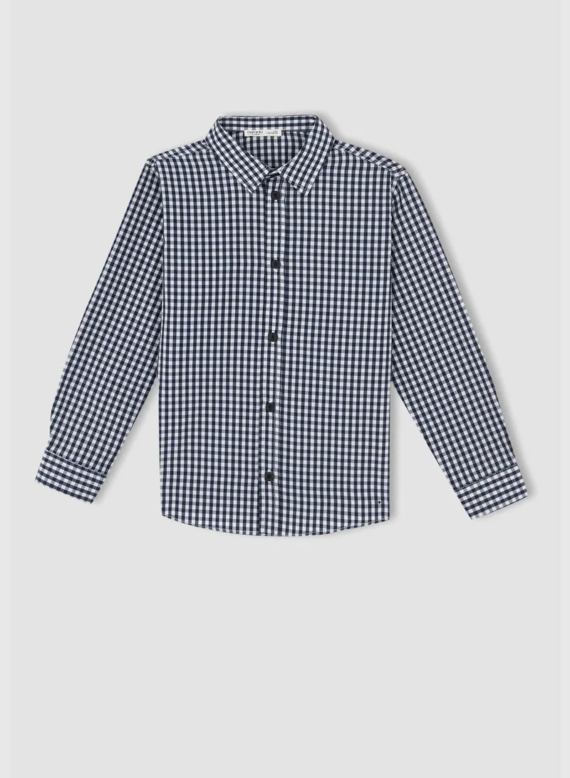 ديفاكتو Boy Regular Fit Polo Neck Woven Long Sleeve Shirt