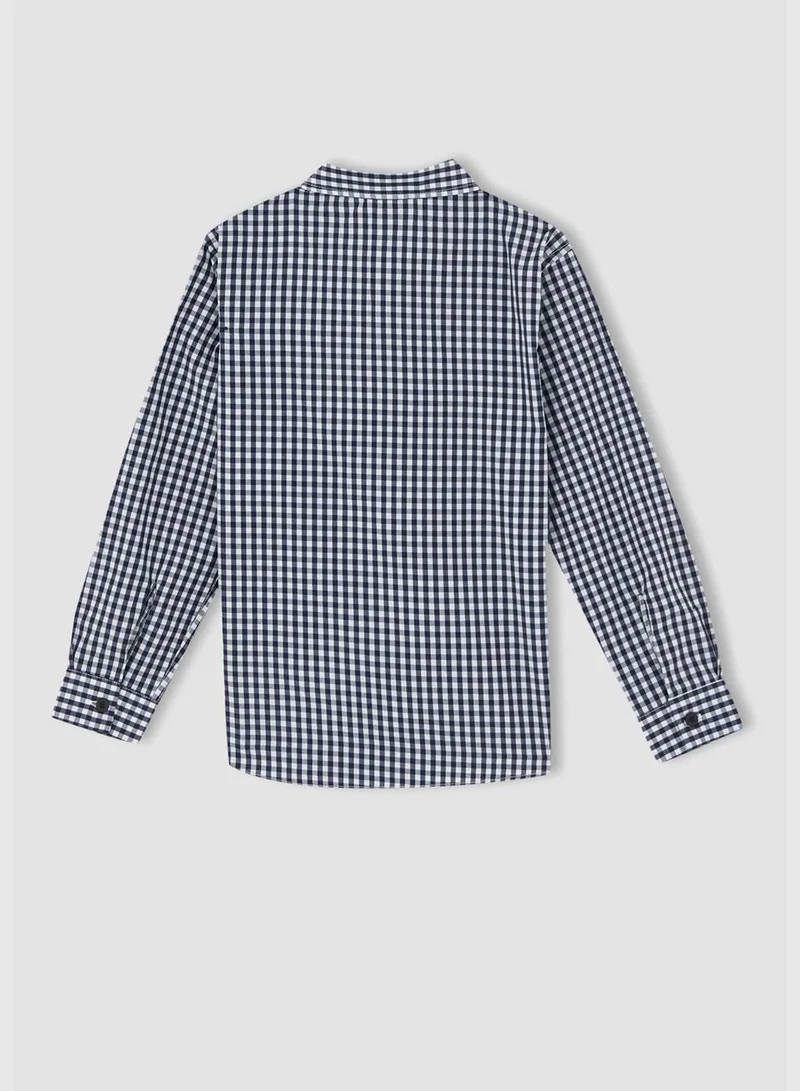 ديفاكتو Boy Regular Fit Polo Neck Woven Long Sleeve Shirt