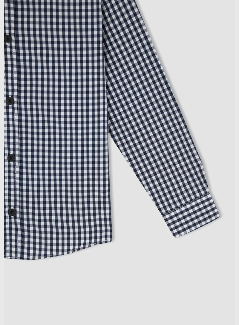 ديفاكتو Boy Regular Fit Polo Neck Woven Long Sleeve Shirt