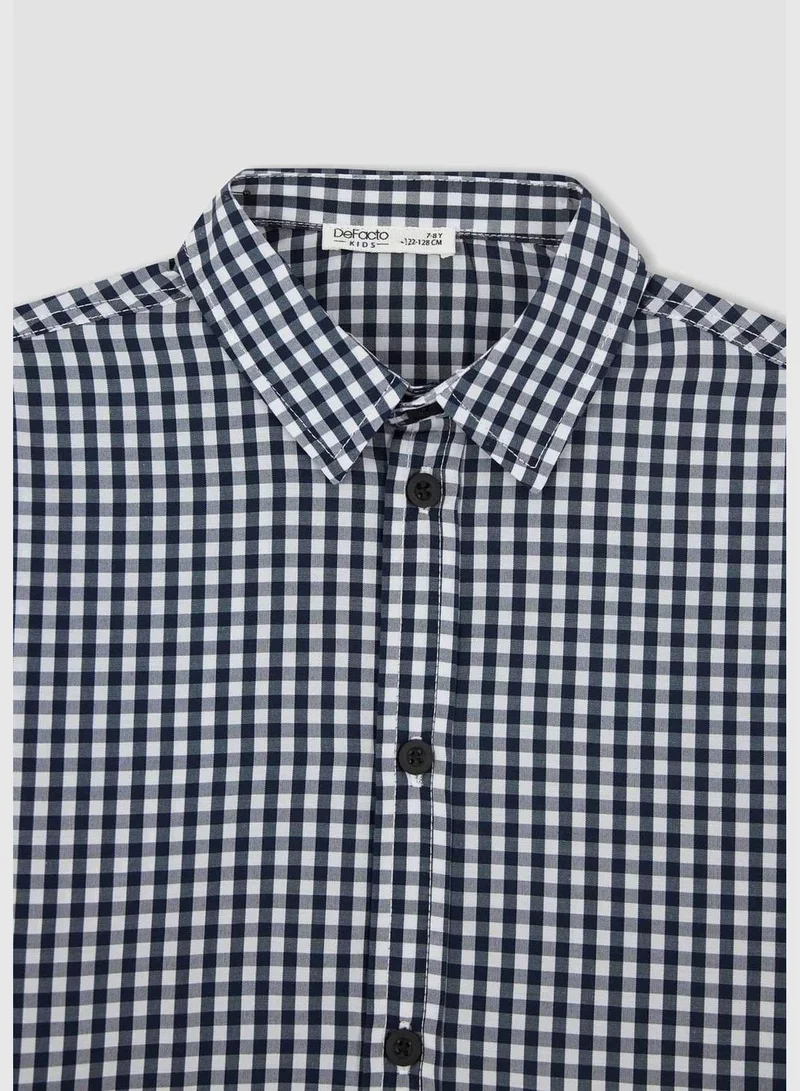 ديفاكتو Boy Regular Fit Polo Neck Woven Long Sleeve Shirt