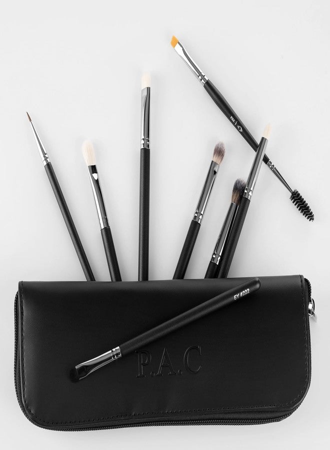 PAC Eye Series Synthetic Bristle Makeup Brush Set | Foundation, Blush, Eyeliner, Concealer, Eyeshadow Brushes with Makeup Brush Pouch | For Cream, Liquid And Powder Formulation - 8 Brushes - Image 5