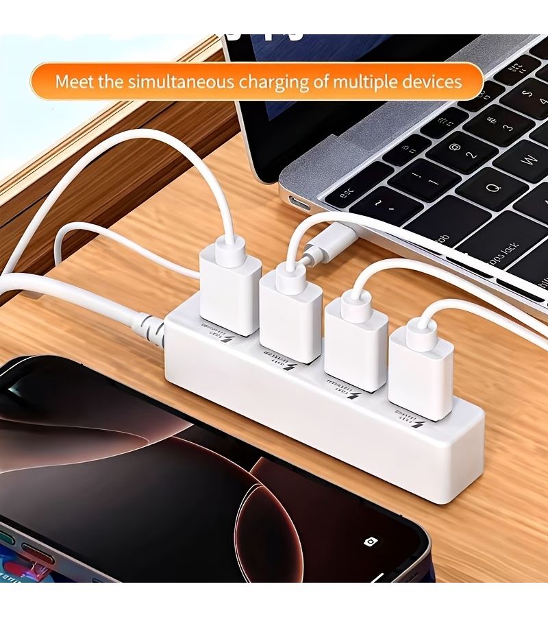 أبيض 4 منافذ USB C 2.0 Hub فائق النعومة موسع متعدد المنافذ لأجهزة الكمبيوتر المحمولة - Image 5