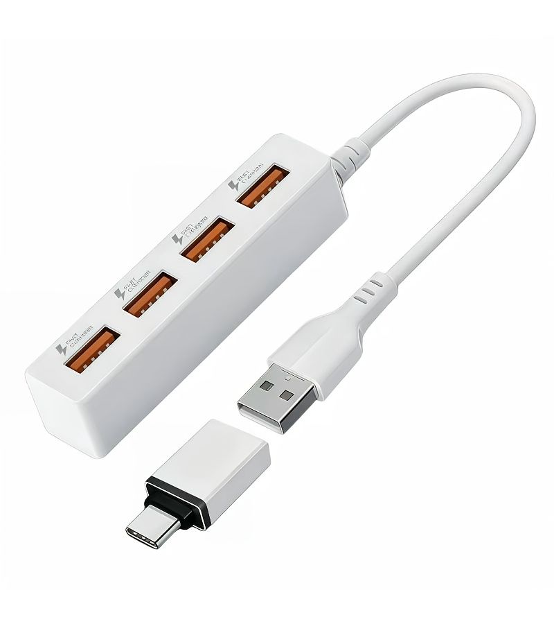 أبيض 4 منافذ USB C 2.0 Hub فائق النعومة موسع متعدد المنافذ لأجهزة الكمبيوتر المحمولة - Image 3