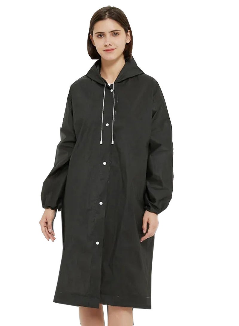 EVA Adults Rain Coats Reusable Raincoats Rain Poncho Jacket with Hood for Men Women 