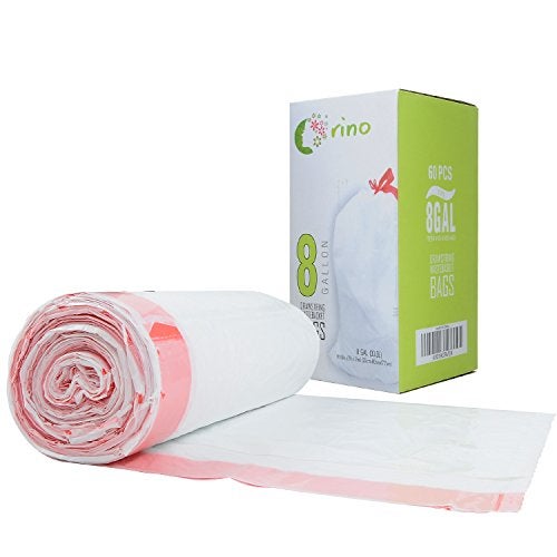 Orino Ultra Strong Garbage Bags 8 Gallon Trash Can Liners for Kitchen and Office Unscented White Drawstring Trash Bags, 60 Count 0.74 mil 22" x 24" - Image 2