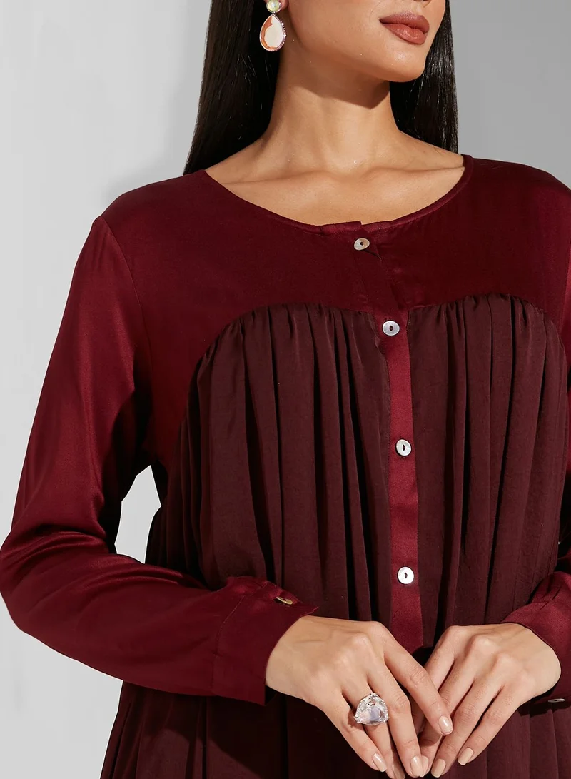 Namshi x Manal Ajaj Front Buttoned Mock Dress