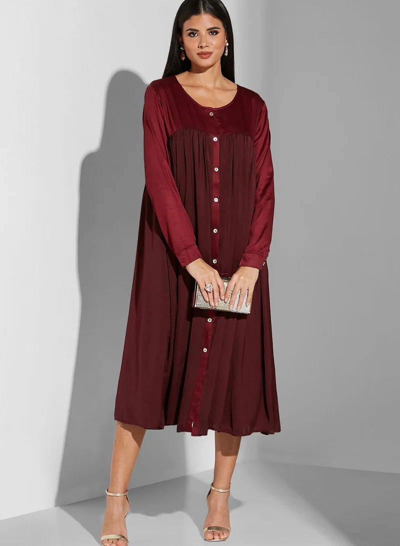 Namshi x Manal Ajaj Front Buttoned Mock Dress