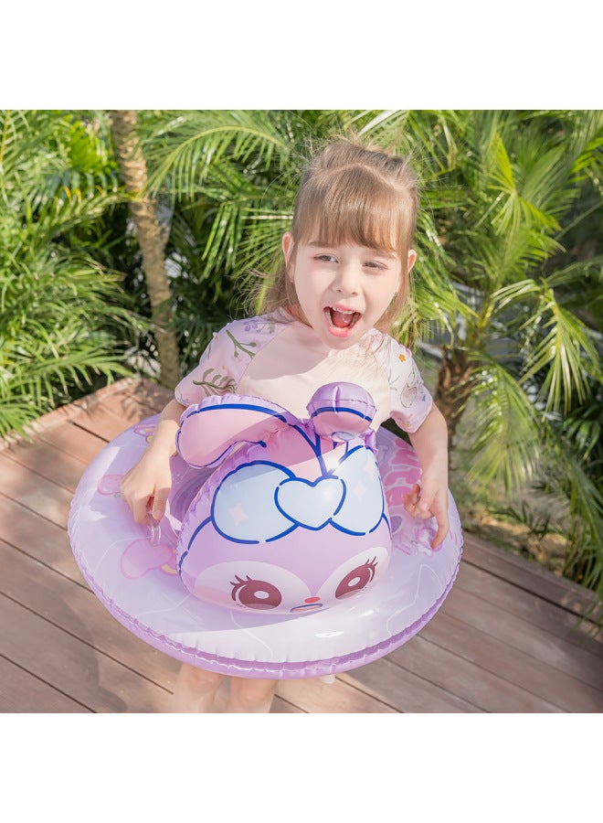 general Shinohara Children's Swimming Ring For Boys And Girls Purple Rabbit Seat Ring Baby Thickened Inflatable Swimming Ring With Handle-Inside Diameter After Inflation:Pink-star Wings Pants Pocket Seat (s - Image 3