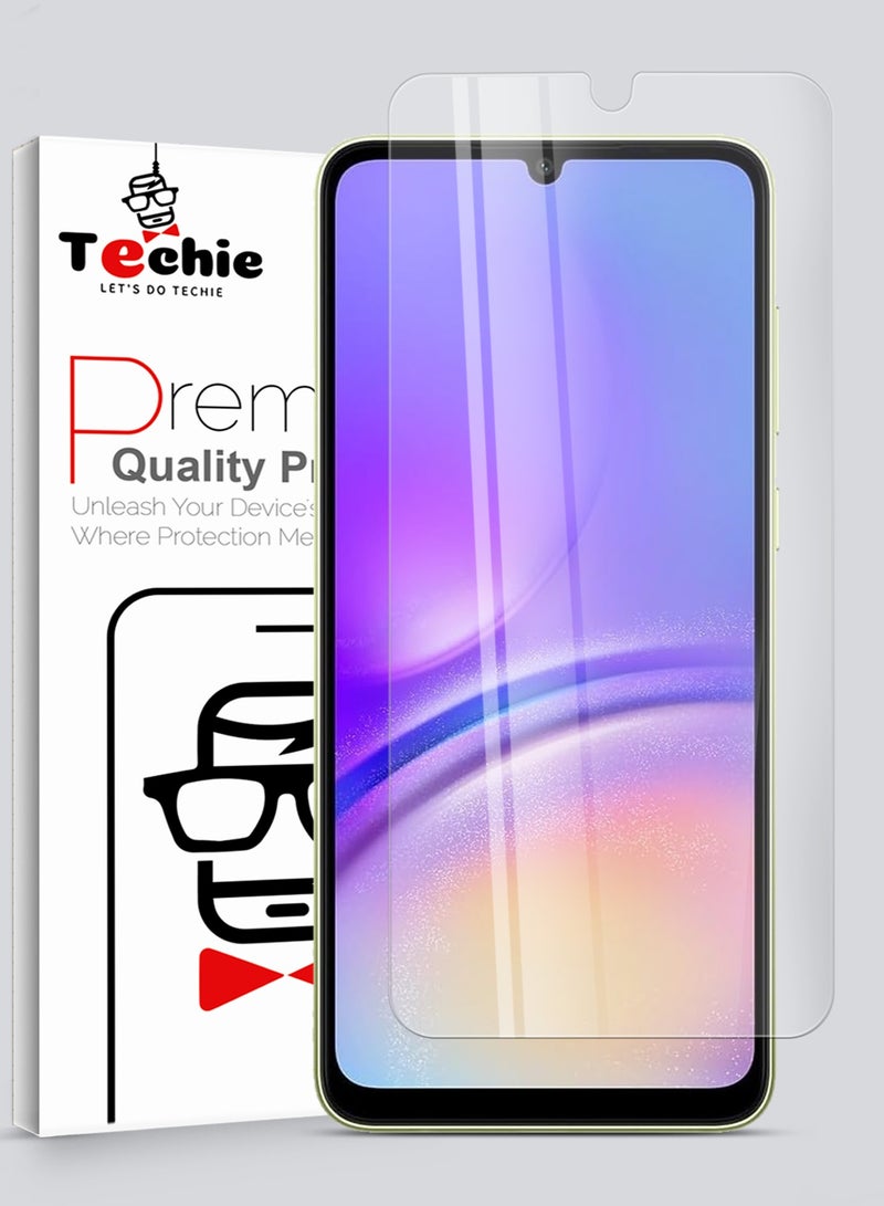 Techie HD Tempered Glass Screen Protector for Samsung Galaxy A05 - Anti Reflection Anti Bubbles 9H Hardness 0.33 mm Rounded Edges Easy Installation - Image 1
