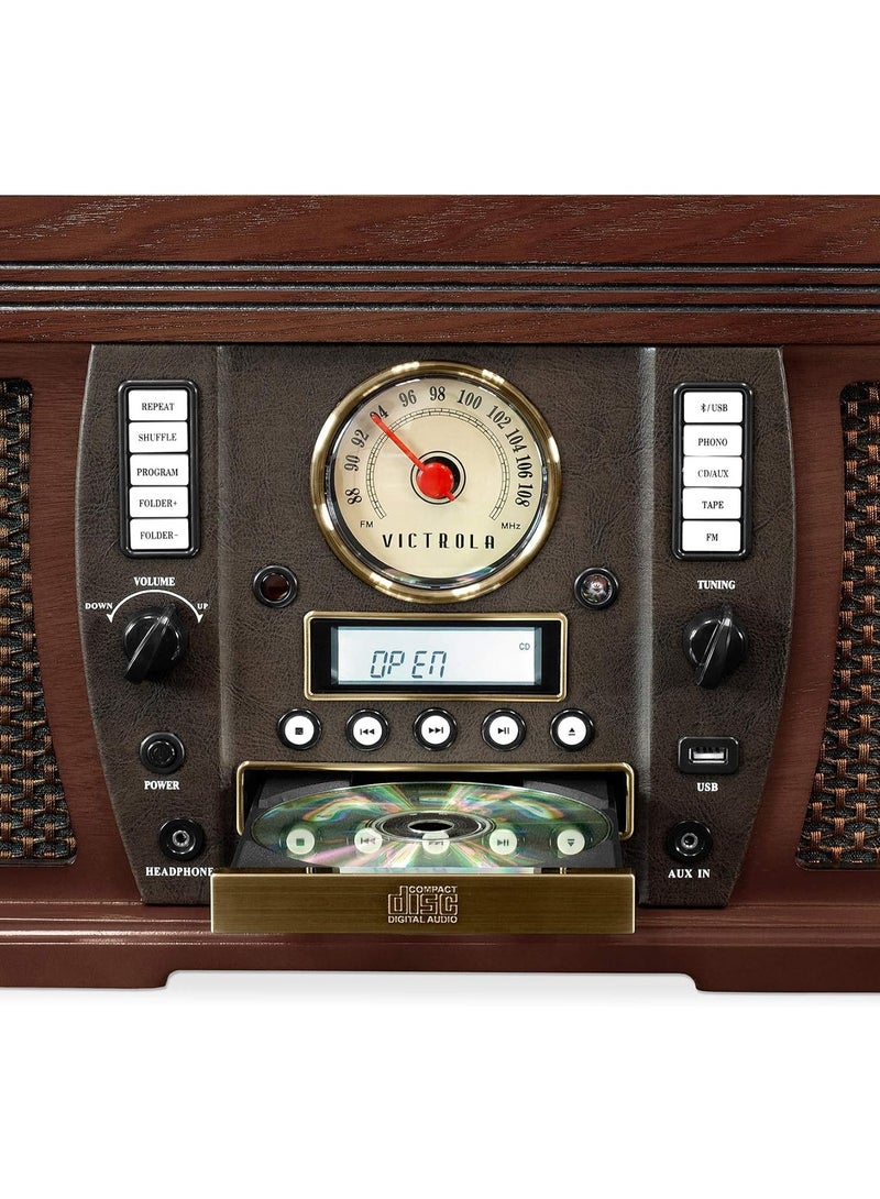Victrola Aviator 8-in-1 Bluetooth Record Player & Multimedia Center with Built-in Stereo Speakers - 3-Speed Turntable, Vinyl to MP3 Recording | Wireless Music Streaming | Espresso - Image 5