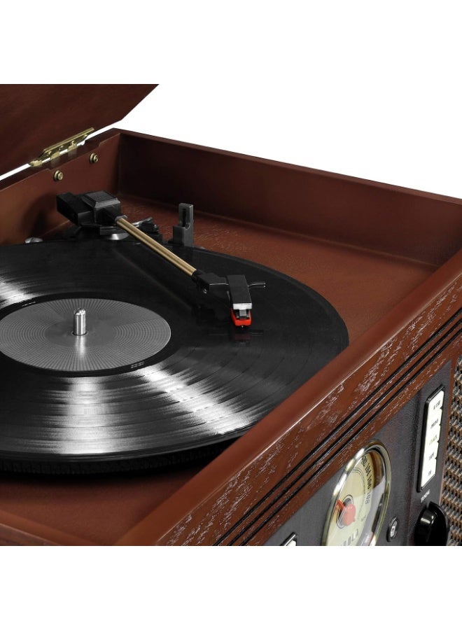 Victrola Aviator 8-in-1 Bluetooth Record Player & Multimedia Center with Built-in Stereo Speakers - 3-Speed Turntable, Vinyl to MP3 Recording | Wireless Music Streaming | Espresso - Image 4