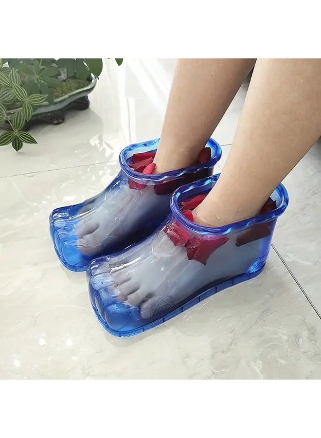 زوج واحد من أحواض القدم المحمولة القابلة للارتداء باللون الأزرق، خالية من الروائح ومصنوعة من البلاستيك، مثالية للاسترخاء في منتجع صحي منزلي. - Image 3