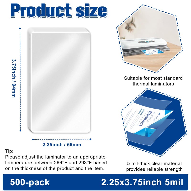 XUWAIDSGN 500 Pack 5mil 2.3x3.7in Thermal Laminating Pouches Badge Laminate Pouches Clear Laminated Luggage Tags Printable Laminator Pouches for Business Permits Cards Hold 2x3.5 in Business Card - Image 2