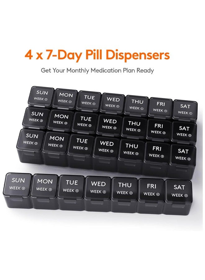 YelaJoy Monthly Pill Organizer, 28 Day Pill Box, 4 Weeks One Month Pill Cases, Large Compartments Medicine Organizer for Vitamins, Fish Oils, Supplements (Clear Black)  - Image 2