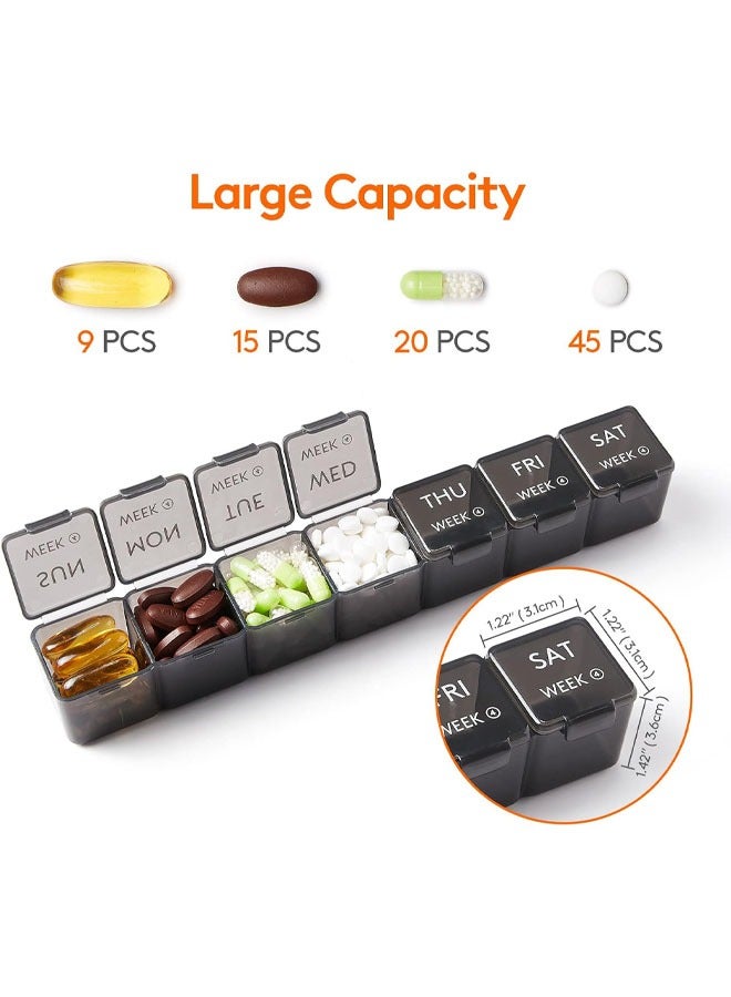 YelaJoy Monthly Pill Organizer, 28 Day Pill Box, 4 Weeks One Month Pill Cases, Large Compartments Medicine Organizer for Vitamins, Fish Oils, Supplements (Clear Black)  - Image 4