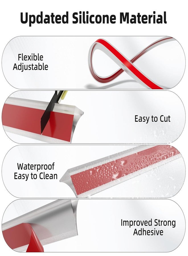 cuysfead 67 Inch Selfadhesive Shower Threshold Water Dam Barrier Silicone Waterproof Shower Dam Water Stopper Bathroom and Kitchen Water Seal Strip Guard for Dry and Wet Separation(Transparent) - Image 3
