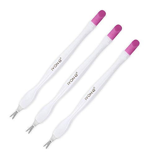 IVON 3 Pack Nail Cuticle Trimmer Pusher Remover Double End White Handle - Image 2