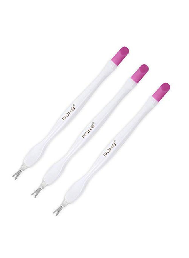 IVON 3 Pack Nail Cuticle Trimmer Pusher Remover Double End White Handle - Image 1