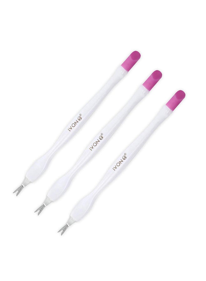 IVON 3 Pack Nail Cuticle Trimmer Pusher Remover Double End White Handle - Image 3