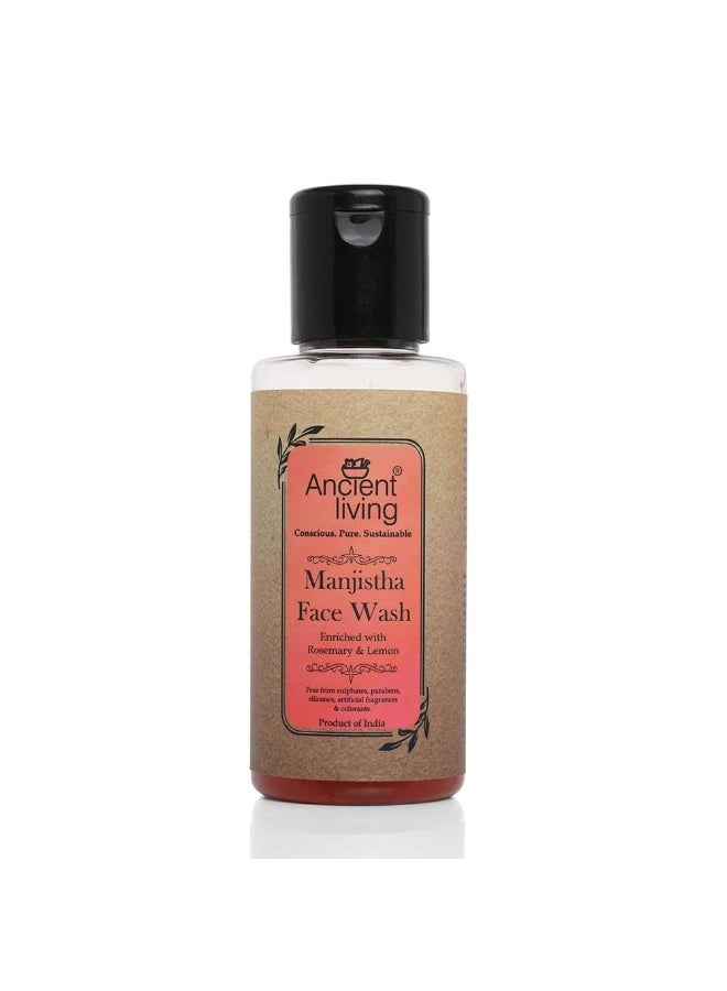 Ancient Living Manjistha Face Wash with Rosemary & Lemon - Purifying Face Cleanser For All Skin Types - 100 ml - Image 1
