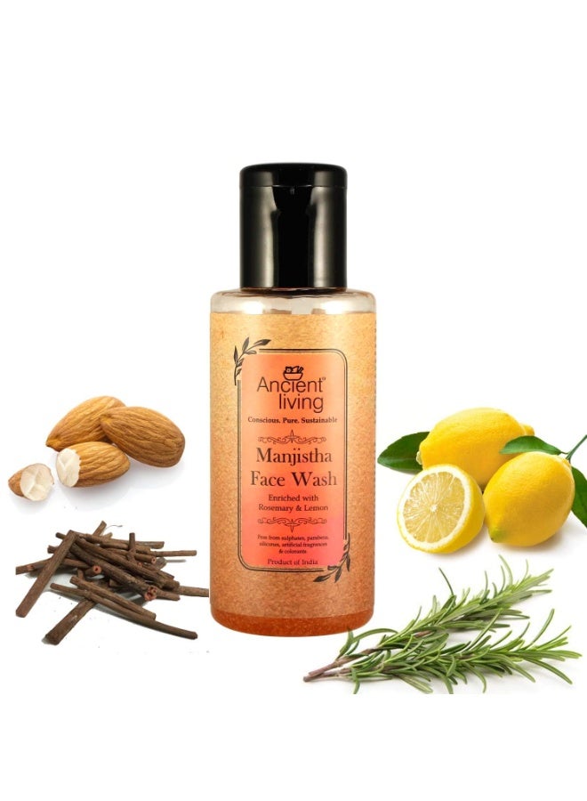 Ancient Living Manjistha Face Wash with Rosemary & Lemon - Purifying Face Cleanser For All Skin Types - 100 ml - Image 2