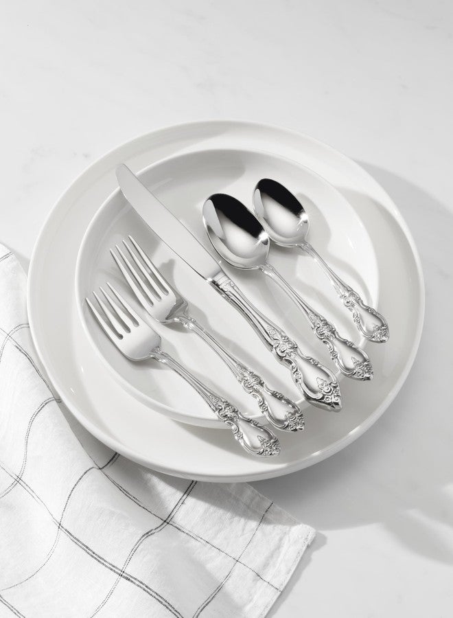 Oneida Silverware Set, Louisiana Fine Flatware Dinner Spoons Set of 4, Service For 4, 18/8 Stainless Steel, Dishwasher Safe, Mirror Finish, 6.8"L x 1.5"W, Stainless Dinner Spoons (4-Piece, Silver) - Image 4