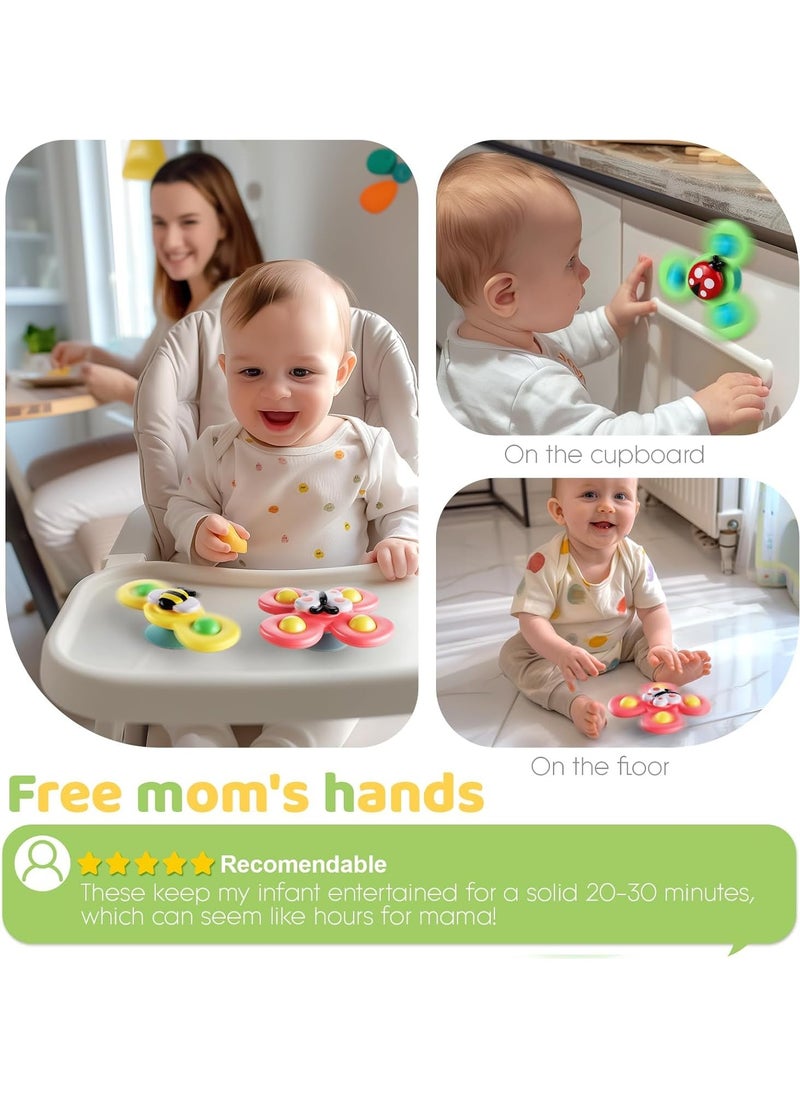 Maanys Suction Cup Spinner Toy for Toddlers, 3PCS Spinning Top Baby Toys is Perfect Birthday Gifts for 1-Year-Old Boys and Girls, Sensory Toys for kids 1-3 Years