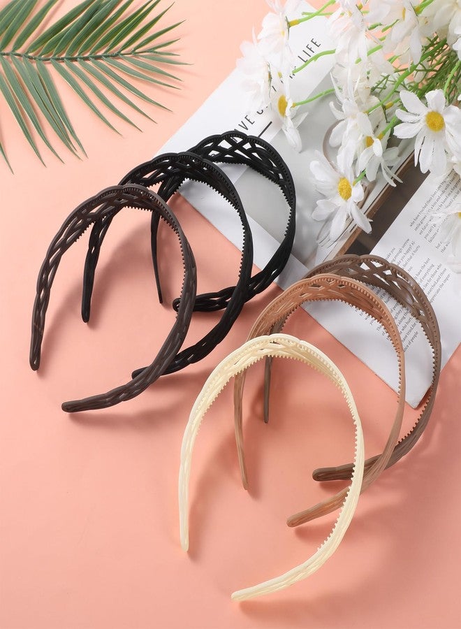 Xosjska 6 Pack Springtime Design Plastic Headbands for Women, Non Slip Neutral Womens Headbands Neutral Color Gradient Hairband Width Hair Bands with Teeth Hard Hair Hoops for Girls and Women, 30mm Wide Band - Image 5