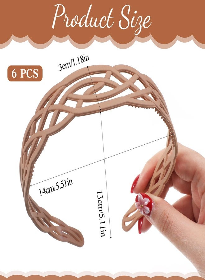Xosjska 6 Pack Springtime Design Plastic Headbands for Women, Non Slip Neutral Womens Headbands Neutral Color Gradient Hairband Width Hair Bands with Teeth Hard Hair Hoops for Girls and Women, 30mm Wide Band - Image 4