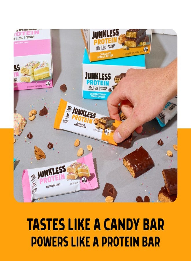 Junkless ألواح بروتين جانكليس - عبوة متنوعة من 12 لوحًا - 15 غرام بروتين، غنية بالألياف، خالية من الغلوتين، بديل للوجبات - وجبة خفيفة لذيذة، غنية، مشبعة، صحية تمنحك الطاقة - Image 5
