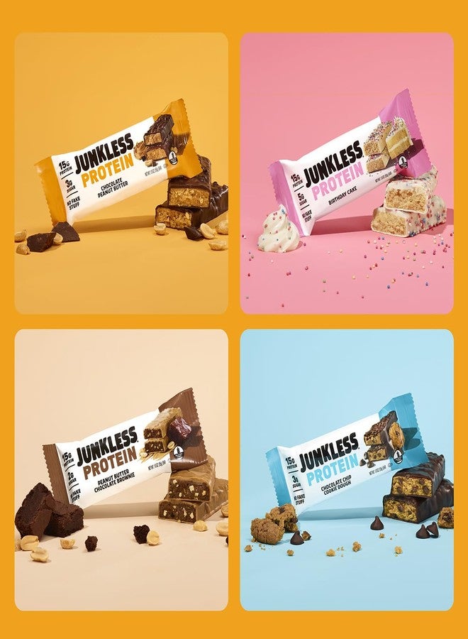 Junkless ألواح بروتين جانكليس - عبوة متنوعة من 12 لوحًا - 15 غرام بروتين، غنية بالألياف، خالية من الغلوتين، بديل للوجبات - وجبة خفيفة لذيذة، غنية، مشبعة، صحية تمنحك الطاقة - Image 4