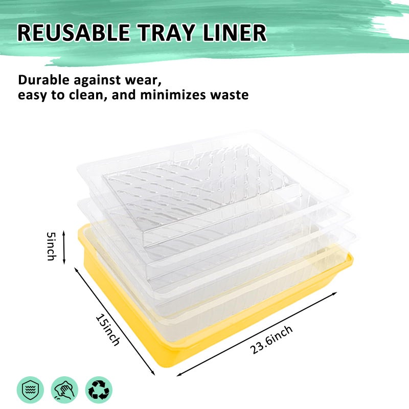 Enkreefi 18 inch Paint Roller Kit, Large Paint Roller Tray with Liner, 18 inch Rollers for Painting, Rollers and Frame, 4 FT Extension Pole, Suitable for DIY Interior Walls, Rooms - Image 3