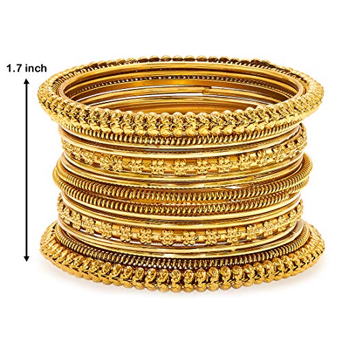 Peora Traditional Antique Look Oxidised Golden Bangle Set for Women Girls (Set of 2) - Image 5