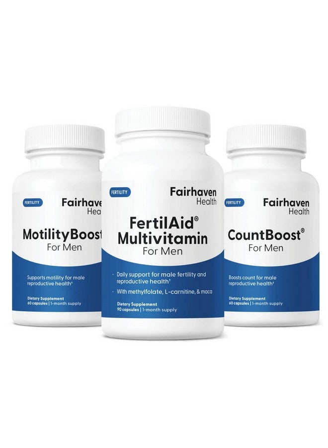 Fairhaven Health FertilAid for Men, MotilityBoost, and Countboost Combo | Fertility Supplements for Men | Male Fertility Supplement with Conception for him Prenatal Vitamin - Image 1