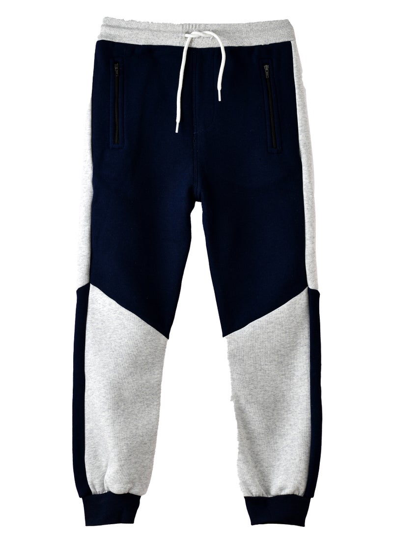 JAM - Boys Navy and Grey Color Block Jogger Pants - Image 1