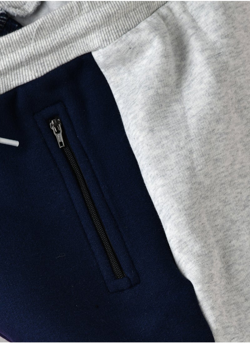 JAM - Boys Navy and Grey Color Block Jogger Pants - Image 1