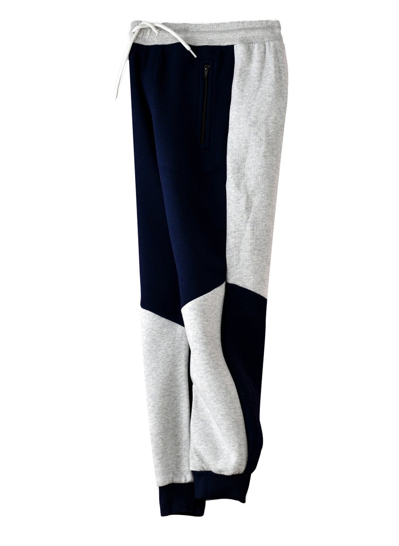 JAM - Boys Navy and Grey Color Block Jogger Pants - Image 1