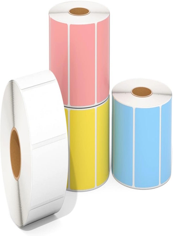 MUNBYN ملصقات حرارية من مونبين، مقاس 2.25 × 1.25 بوصة، ملصقات باركود ذاتية اللصق ملونة للطابعات الحرارية المباشرة وللاستخدام التجاري، ملصقات عناوين بريدية مستطيلة، 4000 ورقة - أبيض، أزرق، وردي، أصفر - Image 1