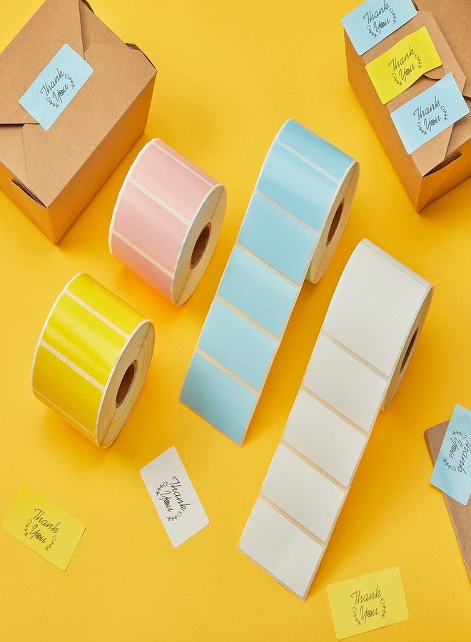 MUNBYN ملصقات حرارية من مونبين، مقاس 2.25 × 1.25 بوصة، ملصقات باركود ذاتية اللصق ملونة للطابعات الحرارية المباشرة وللاستخدام التجاري، ملصقات عناوين بريدية مستطيلة، 4000 ورقة - أبيض، أزرق، وردي، أصفر - Image 2