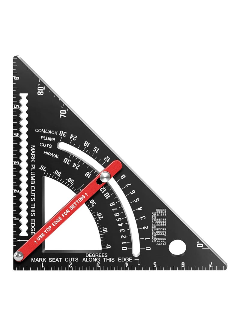 7 Inch Carpenter Square Set - Adjustable Aluminium Combination Square, Woodworking Framing Tool - Metal Carpentry Triangle Ruler for Accurate Layout - Image 1