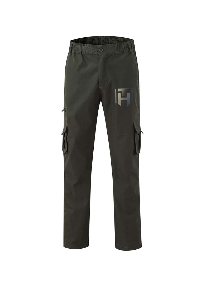 Huitich Men’s Casual Multi-Pocket Workwear Trousers ArmyGreen, Size L - Image 2
