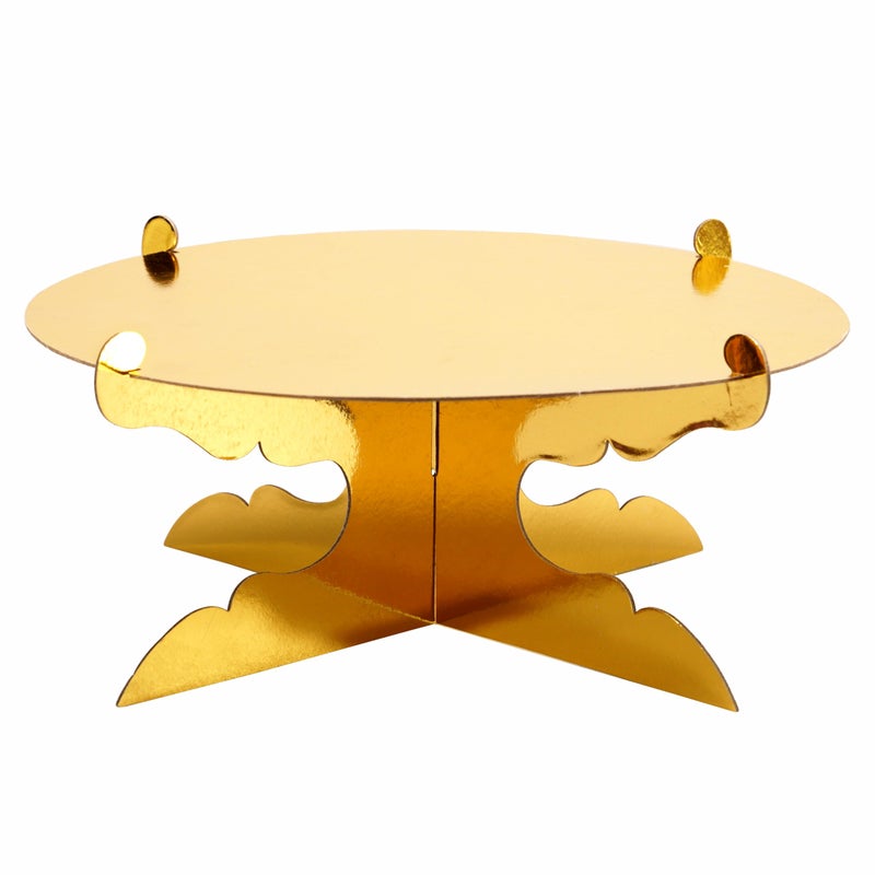 ROSYJUNE 12 inch One Tier Cardboard Cake Stand,Gold Cupcake Stand for Birthday Wedding DIY Dessert Decoration - Image 1