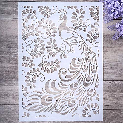 SLGIFT DIY Decorative Peacock Stencil Template for Painting On Walls Furniture Crafts (Peacock) - Image 1