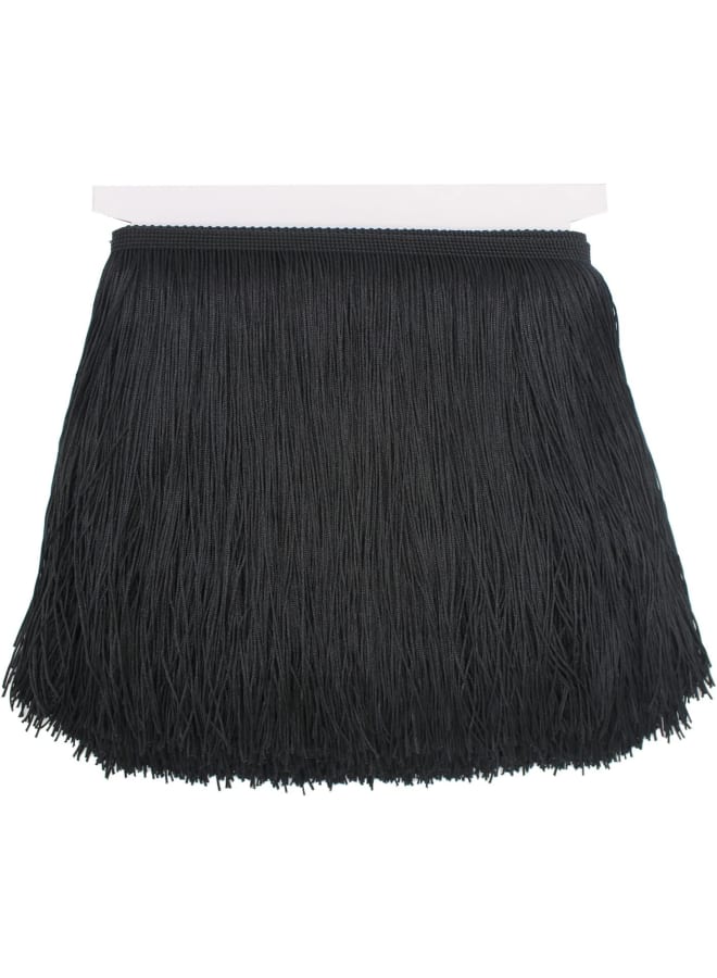 Black Fringe Trim Tassel Sewing Trim 6Inch Width 10 Yards Long for Clothes Accessories Latin Wedding Dress DIY Lamp Shade Decoration (Black) - Image 1