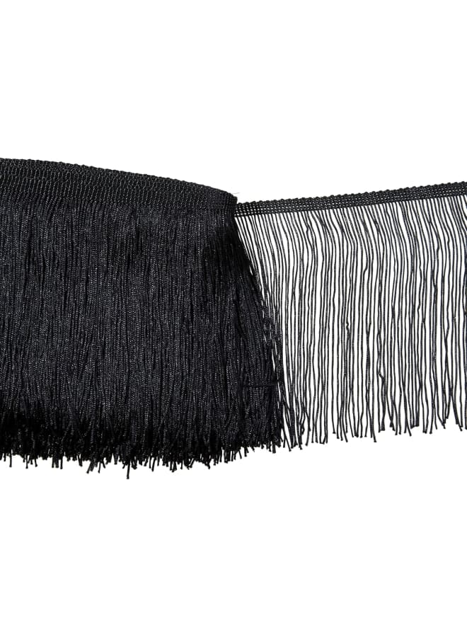 Black Fringe Trim Tassel Sewing Trim 6Inch Width 10 Yards Long for Clothes Accessories Latin Wedding Dress DIY Lamp Shade Decoration (Black) - Image 3
